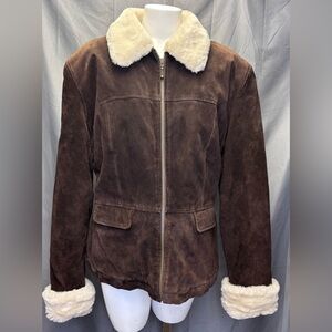 Wilson’s Rare Y2K Vintage Maxima Suede Leather Faux Fur Long Bomber Jacket XL